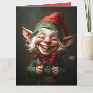 Cheerful Elf with a Big Laugh Card