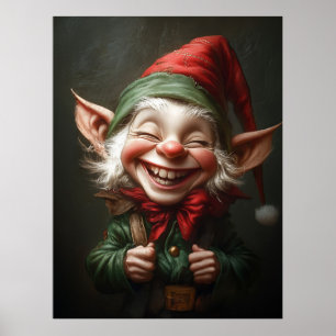 Cheerful Elf with a Big Laugh Poster