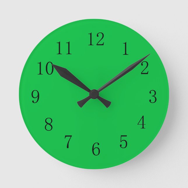 Cheerful Energetic Bright Green Color Wall Clock (Front)