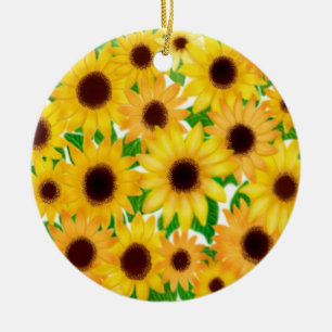 Cheerful European Sunflowers Ornament