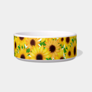 Cheerful European Sunflowers Pet Bowls