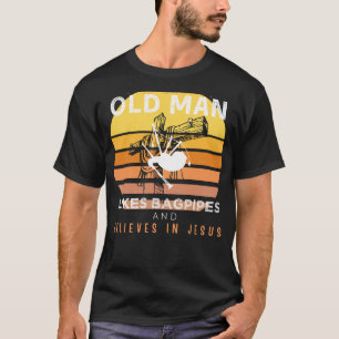 Cheerful Faith: Grumpy Old Mans Bagpipe & Jesus De T-Shirt