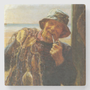 Cheerful Fisherman (by Frederick Morgan) Stone Coaster