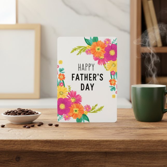 Cheerful Floral Corner Happy Father's Day Card (Cheerful Floral Corner Happy Father's Day Card)