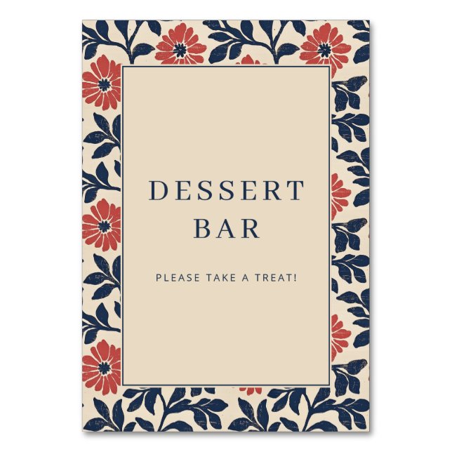 Cheerful Floral Dessert Bar Sign Table Number (Front)