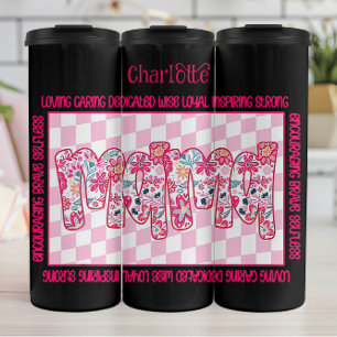 Cheerful Floral Drip Mom Word Art Thermal Tumbler