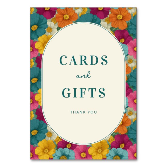 Cheerful Floral Gratitude Border Table Number (Front)