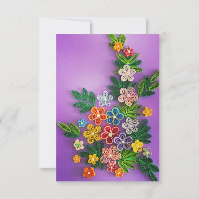 Cheerful floral greeting card in pink hues (Front)