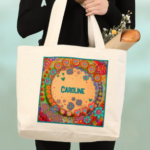Cheerful Floral Heart Custom Inspirivity Tote Bag