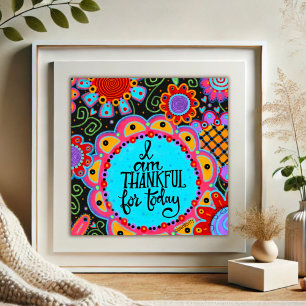 Cheerful Floral Thankful Quote Inspirivity Poster