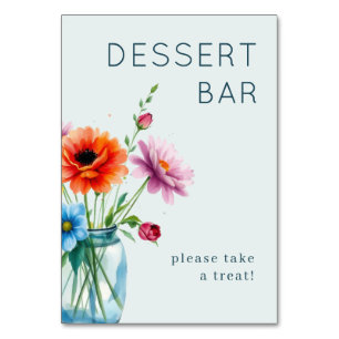 Cheerful Floral Watercolor Dessert Bar Sign Table Number