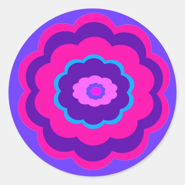 Cheerful Flower Classic Round Sticker (Front)