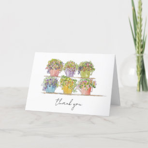 Cheerful Flower Market Hand Drawn Sketch Thank You Card