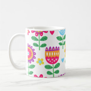 Cheerful Flowers Vintage Colourful Pattern Coffee Mug
