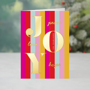 Cheerful Foil Striped Christmas Holiday Cards