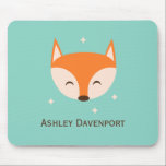 Cheerful Fox Mouse Pad<br><div class="desc">Cute mousepad featuring a cheerful fox and stars. © Mood 4 Cute</div>