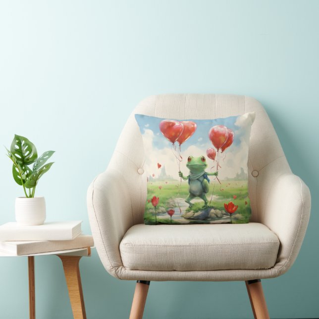 Cheerful frog red balloons cushion (Chair)
