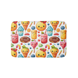  Cheerful funny cute sweets  Bath Mat