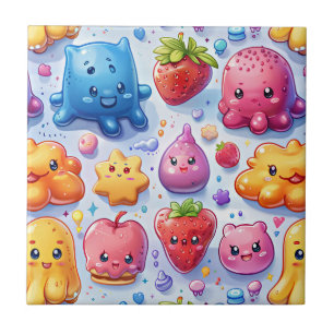  Cheerful funny cute sweets  Ceramic Tile