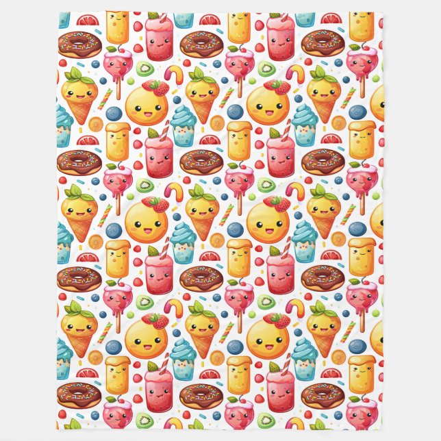  Cheerful funny cute sweets  Fleece Blanket (Front)