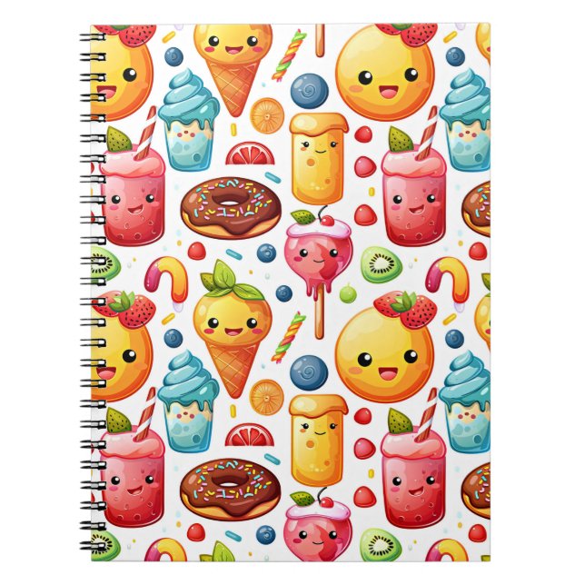  Cheerful funny cute sweets  Notebook (Front)