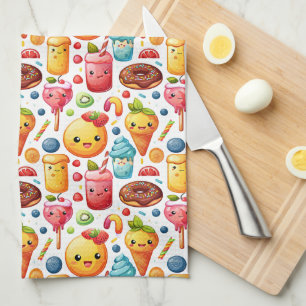  Cheerful funny cute sweets  Tea Towel