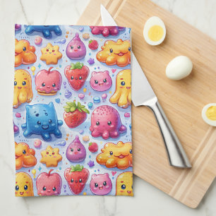  Cheerful funny cute sweets  Tea Towel