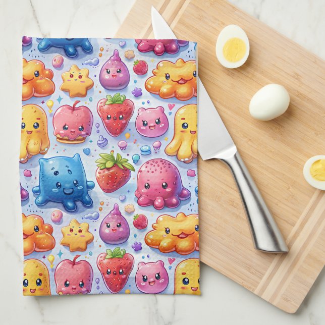 Cheerful funny cute sweets  Tea Towel (Quarter Fold)