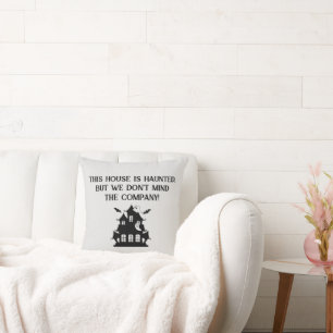 Cheerful Funny Haunted House Throw Pillow
