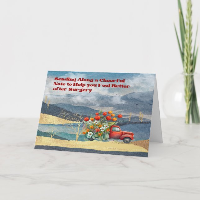 Cheerful Get Well Card Truck & Golden Landscape (Front)