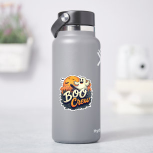 Cheerful Ghost "Boo Crew" Halloween Sticker