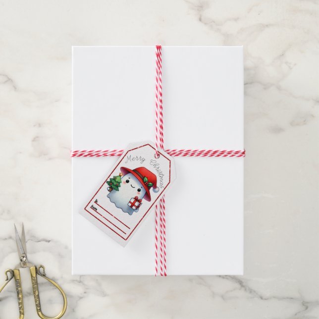 Cheerful ghost Christmas tags! Gift Tags (With Twine)