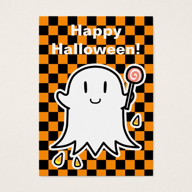 Cheerful Ghost Halloween card (edit your message) (Front)