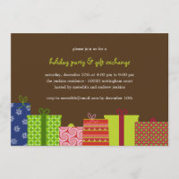 Cheerful Gifts Holiday Party Invitation - Brown