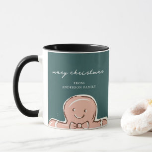 Cheerful GingerBreadMan Metal GreenMerry Christmas Mug