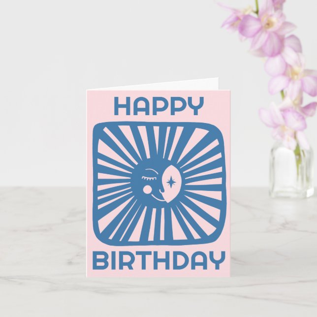 Cheerful Glow Moon HAPPY BIRTHDAY Customise BDAY Card (Orchid)