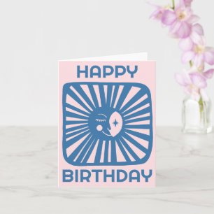 Cheerful Glow Moon HAPPY BIRTHDAY Customise BDAY Card
