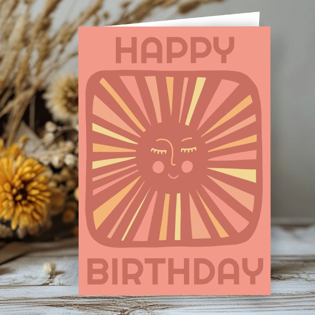 Cheerful Glow Sun HAPPY BIRTHDAY Customised BDAY Card (Cheerful Glow Sun HAPPY BIRTHDAY Customized Boho BDAY Card
)