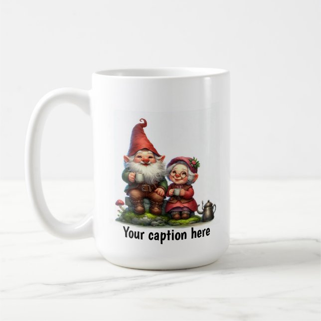 Cheerful Gnomes Enjoying a Coffee Break Mug (Left)