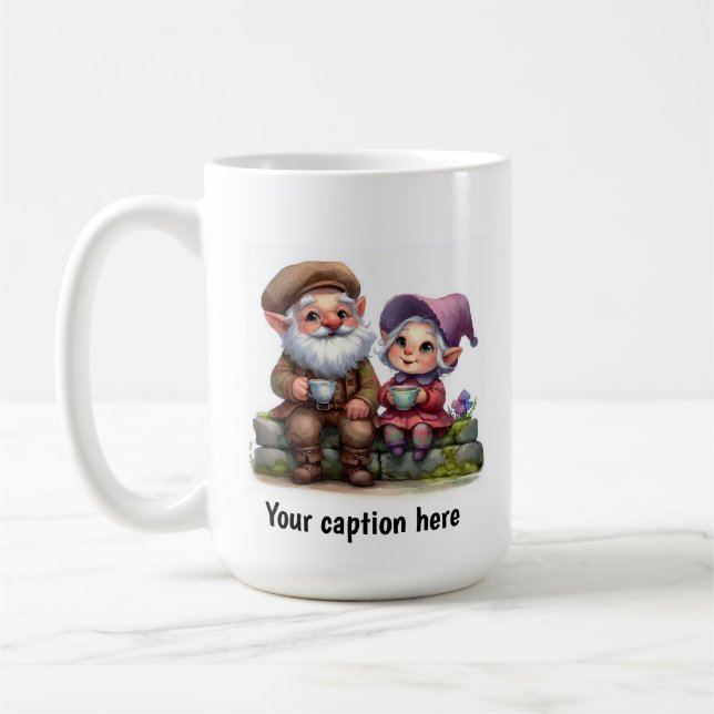 Cheerful Gnomes Enjoying a Coffee Break Mug (Left)