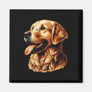 Cheerful Golden Retriever Dog Portrait Illustratio Magnet