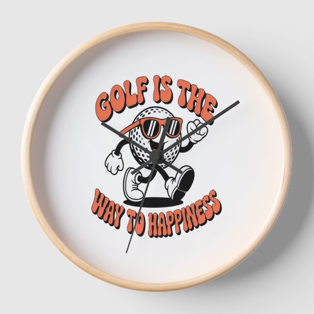 Cheerful Golf Ball Mascot Clock (Front)