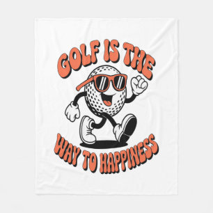 Cheerful Golf Ball Mascot Fleece Blanket