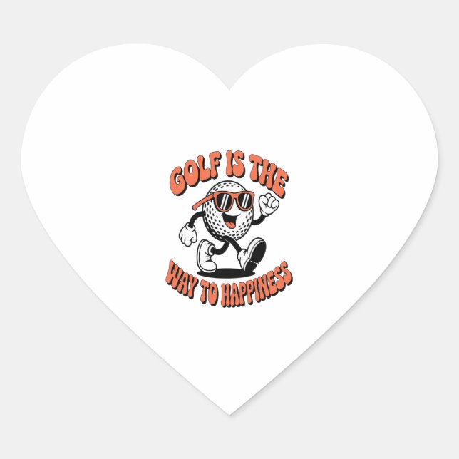 Cheerful Golf Ball Mascot Heart Sticker (Front)