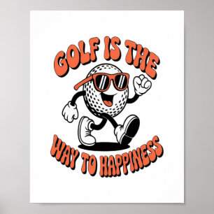 Cheerful Golf Ball Mascot Poster