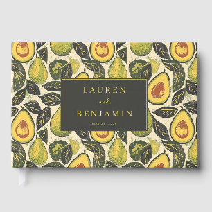 Cheerful Green Avocado Illustration Guest Book