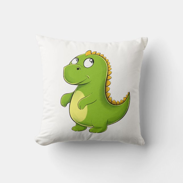 Cheerful Green Dino Cushion (Front)