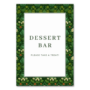 Cheerful Green Floral Dessert Bar Sign Table Number