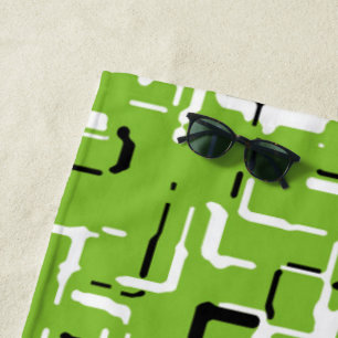 Cheerful Green/White/Black Trendy Beach Towel