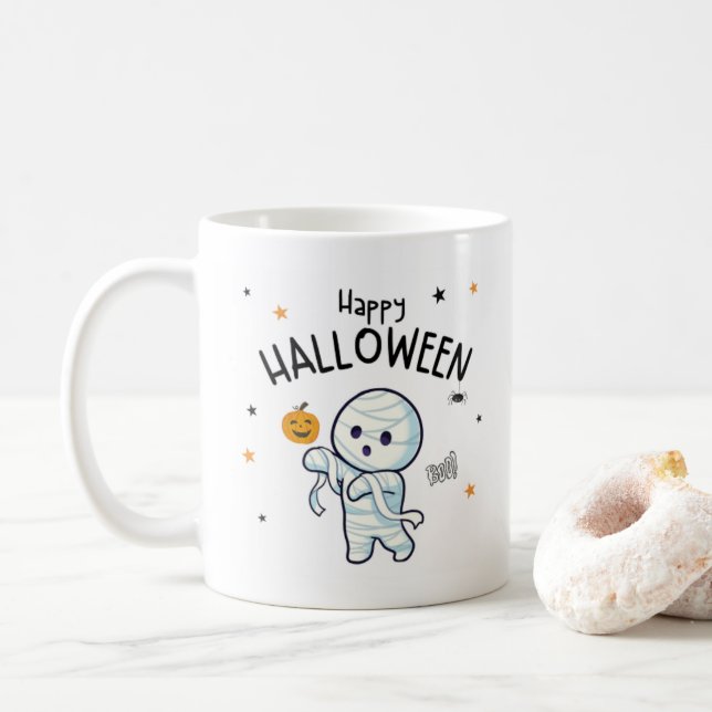 Cheerful Halloween Mug (With Donut)